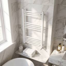 Balterley Straight Towel Radiator, 800x500mm in White - thumbnail 2