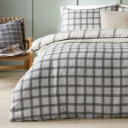 Furn Canberra Check Printed Duvet Cover Set in Grey - Size: King - thumbnail 3