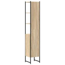 Berkfield Home Modern Bathroom Cabinet Sonoma Oak 33x33x185, 5 cm Engineered Wood in Light Brown - thumbnail 7