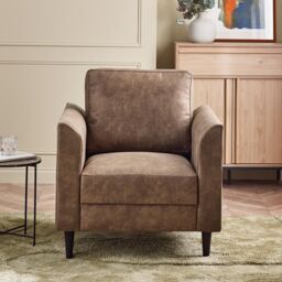 FurnitureboxUK Logan Brown Faux Leather Armchair - thumbnail 2
