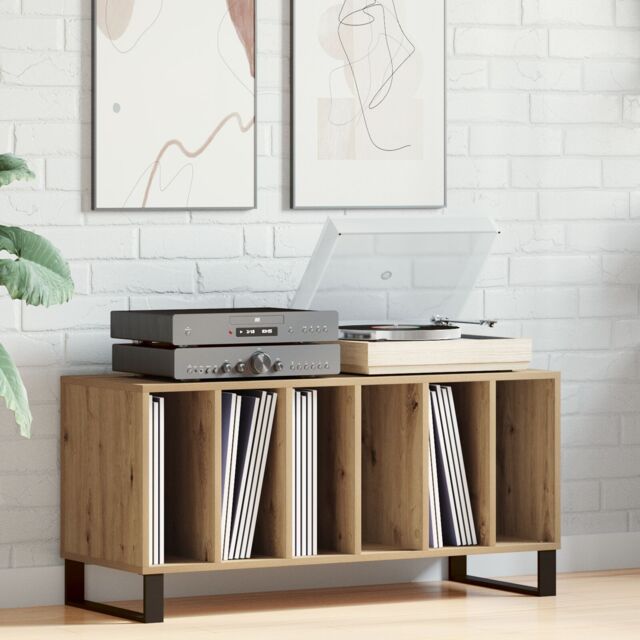 Berkfield Home Record Cabinet Old Wood 100x38x48 cm Engineered Wood in Brown - Size: 100 x 38 x 48 cm - image 1