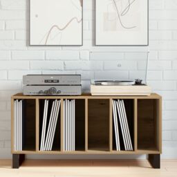 Berkfield Home Record Cabinet Old Wood 100x38x48 cm Engineered Wood in Brown - Size: 100 x 38 x 48 cm - thumbnail 4