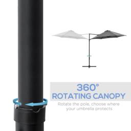 Matteo 2.5M Offset Dark Grey Garden Cantilever Parasol with 360° Rotation - thumbnail 5