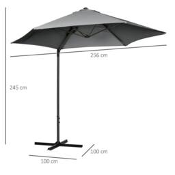 Matteo 2.5M Offset Dark Grey Garden Cantilever Parasol with 360° Rotation - thumbnail 9