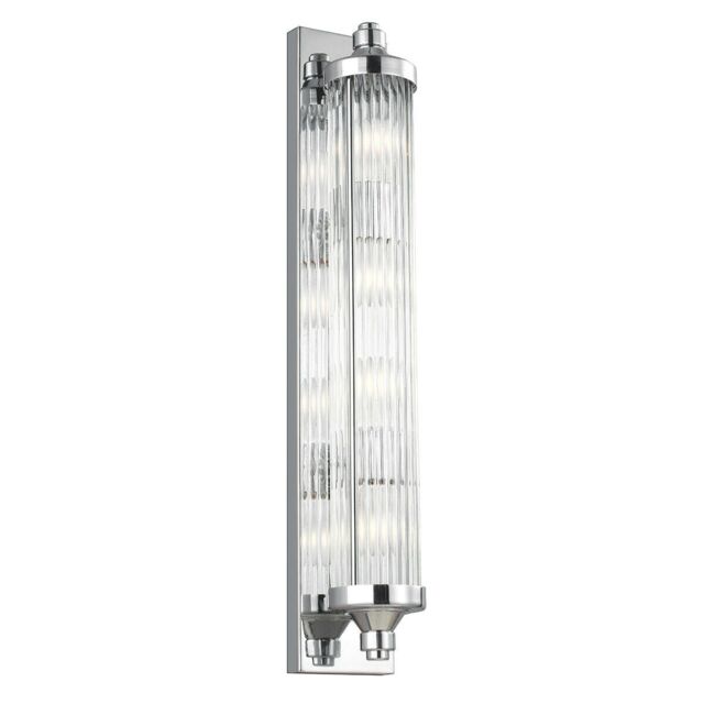Loops IP44 4 Bulb Pendant Light Secure Long Glass Tube Shades Chrome LED G9 3.5W in Clear