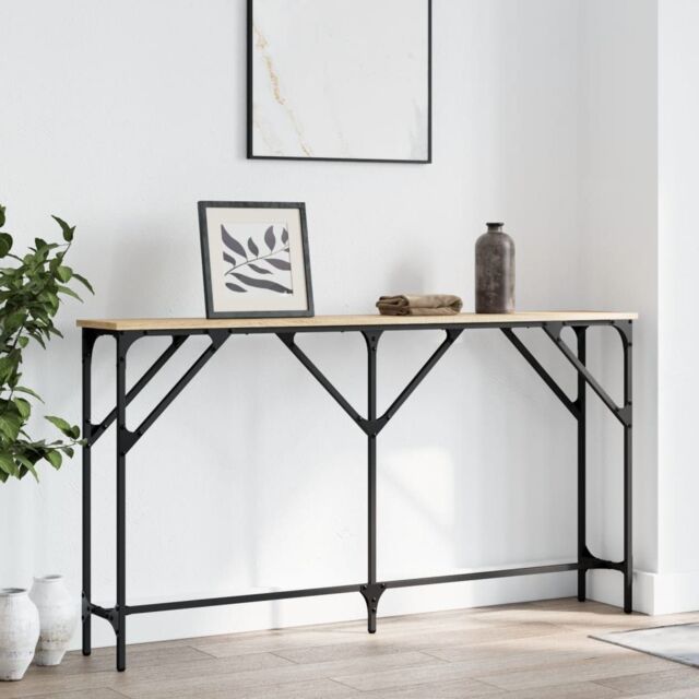 Berkfield Home Console Table Sonoma Oak 140x23x75 cm Engineered Wood in Brown - Size: 140 x 23 x 75 cm - image 1