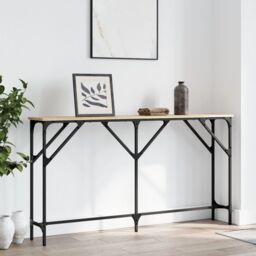 Berkfield Home Console Table Sonoma Oak 140x23x75 cm Engineered Wood in Brown - Size: 140 x 23 x 75 cm - thumbnail 1