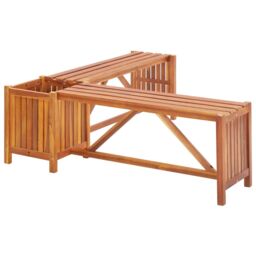 Berkfield Home Garden Corner Bench with Planter 117x117x40cm Solid Acacia Wood in Brown - Size: 117 x 117 x 40 cm - thumbnail 3
