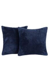 OHS 2 Pack of Waffle Fleece Square Cushion Covers in Navy - Size: 45 cm x 45 cm - thumbnail 5