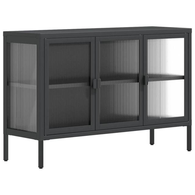 Berkfield Home Sideboard Black 105x35x70 cm Glass & Steel - Size: 105 x 35 x 70 cm - image 1