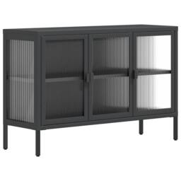 Berkfield Home Sideboard Black 105x35x70 cm Glass & Steel - Size: 105 x 35 x 70 cm