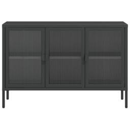 Berkfield Home Sideboard Black 105x35x70 cm Glass & Steel - Size: 105 x 35 x 70 cm - thumbnail 5