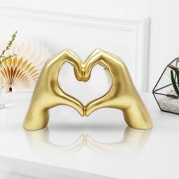 Huhote Resin Heart Hands Love Gesture Sculpture Modern Home Office Desk Decor in Gold