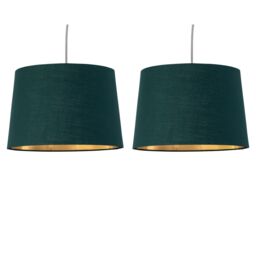 First Choice Lighting Set of 2 Zoey - Dark Green with Gold Easy Fit Pendant or Lamp Shades - thumbnail 1