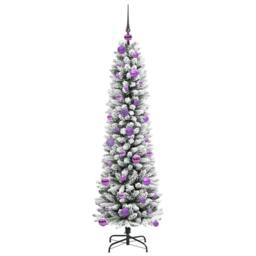 Berkfield Home Artificial Christmas Tree with 150 LEDs Green & white 150 cm - thumbnail 4