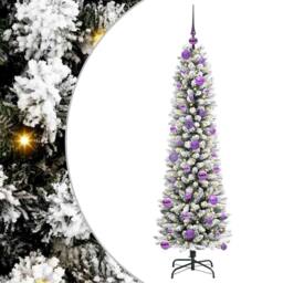 Berkfield Home Artificial Christmas Tree with 150 LEDs Green & white 150 cm - thumbnail 2