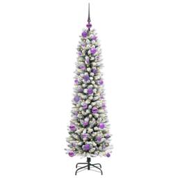 Berkfield Home Artificial Christmas Tree with 150 LEDs Green & white 150 cm - thumbnail 3