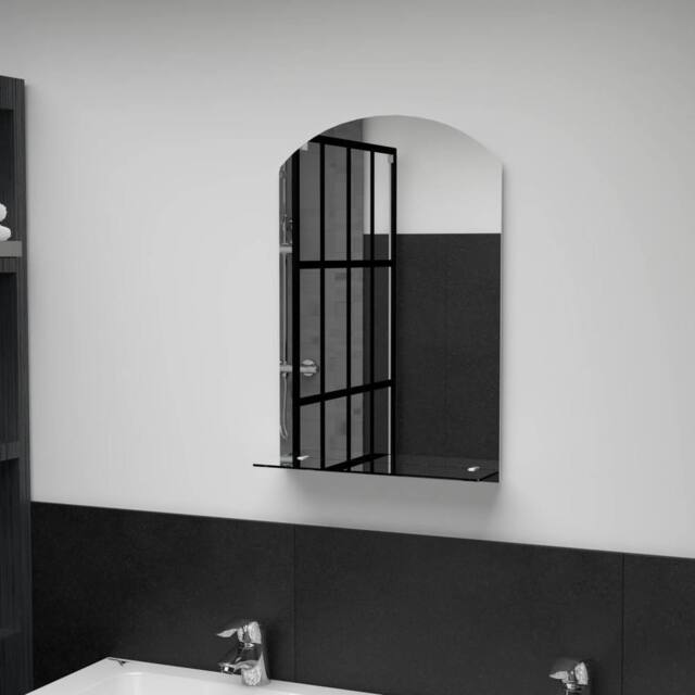 Berkfield Home Wall Mirror with Shelf 40x60 cm Tempered Glass in Silver - image 1
