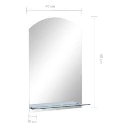 Berkfield Home Wall Mirror with Shelf 40x60 cm Tempered Glass in Silver - thumbnail 6