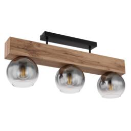 Netlighting Moitas Ceiling Spotlight Bar Matt Black Smoke Glass Shade 3x E27 in Tan - thumbnail 2