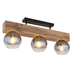 Netlighting Moitas Ceiling Spotlight Bar Matt Black Smoke Glass Shade 3x E27 in Tan