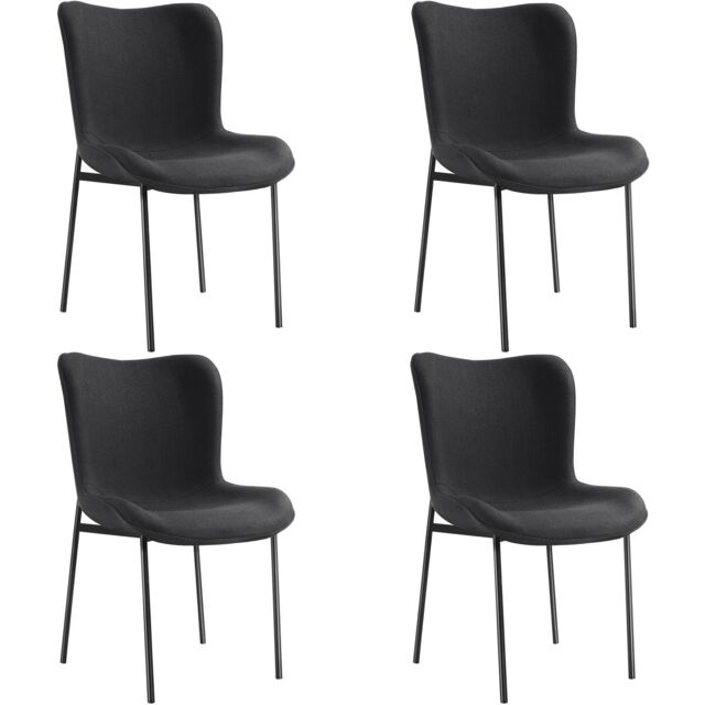 tectake Dining Chair Tessa Set Of 4 - Woven Fabric Black/Black in Black - Size: 4 Pack - image 1
