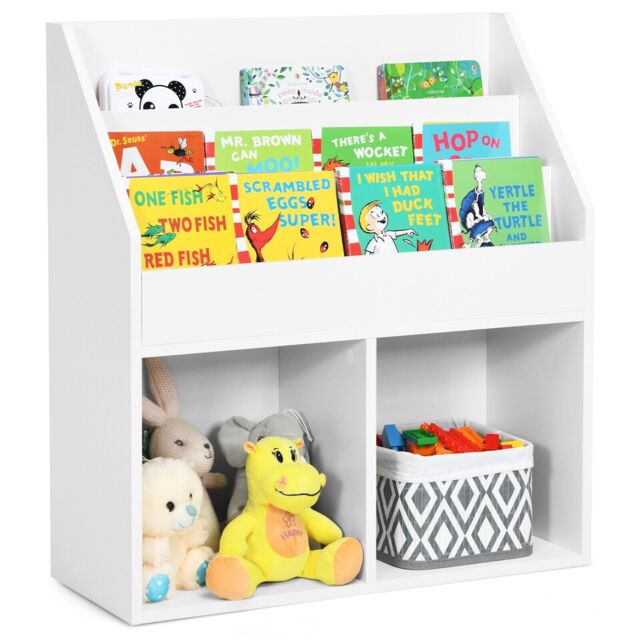 Costway Kids Bookshelf Toy Storage Cabinet Organizer Wooden Kids Bookcase in White - image 1