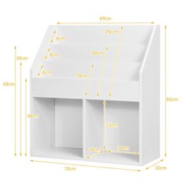 Costway Kids Bookshelf Toy Storage Cabinet Organizer Wooden Kids Bookcase in White - thumbnail 2