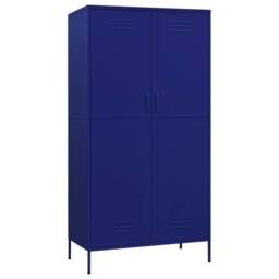 Berkfield Home Wardrobe Navy Blue 90x50x180 cm Steel - Size: 90 x 50 x 180 cm - thumbnail 3