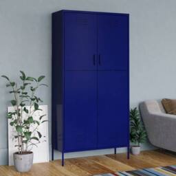Berkfield Home Wardrobe Navy Blue 90x50x180 cm Steel - Size: 90 x 50 x 180 cm - thumbnail 2