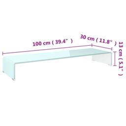 Berkfield Home TV Stand/Monitor Riser Glass Green 100x30x13 cm - Size: 100 x 30 x 13 cm - thumbnail 6