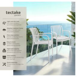 tectake Garden Chairs Alcudia in Cream - Size: 6 Person - thumbnail 2