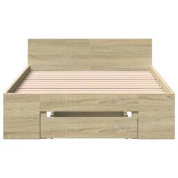 Berkfield Home Bed Frame with Drawer Frame Sonoma Oak 75x190 cm Small Single in Light Oak - thumbnail 4