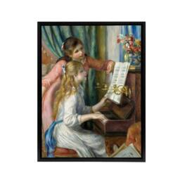 "Artery8 Two Young Girls at the Piano Renoir Black Framed Canvas Wall Art - Size: W12"" x H16""" - thumbnail 1