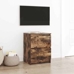 Berkfield Home TV Cabinet Smoked Oak 40x35x54 cm Engineered Wood in Brown - Size: 40 x 35 x 54 cm - thumbnail 1