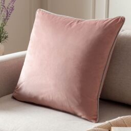 Furn Meridian Velvet Piped Cushion in Light Pink - Size: 45 cm x 45 cm