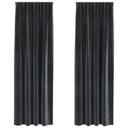 Berkfield Home Blackout Curtains with Top Tape 2 pcs Dark Grey Velvet