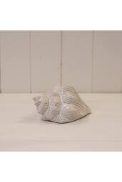 KDMD Elegant Glazed Ceramic Shell Ornament with Textured Detail in Off-White - thumbnail 2