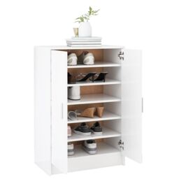 Berkfield Home Shoe Cabinet White 60x35x92 cm Engineered Wood - Size: 60 x 35 x 92 cm - thumbnail 4
