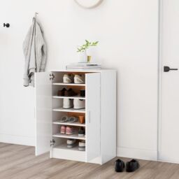 Berkfield Home Shoe Cabinet White 60x35x92 cm Engineered Wood - Size: 60 x 35 x 92 cm