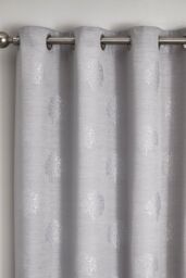 Appletree 'Harvest' Jacquard Pair of Eyelet Curtains in Silver - Size: 117 cm width x 183 cm drop - thumbnail 2