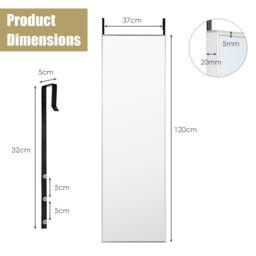 Costway Full-length Over the Door Mirror Hanging & Wall-mounted Dressing Mirror in Silver - thumbnail 2