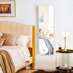 Costway Full-length Over the Door Mirror Hanging & Wall-mounted Dressing Mirror in Silver - thumbnail 3