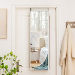 Costway Full-length Over the Door Mirror Hanging & Wall-mounted Dressing Mirror in Silver - thumbnail 4