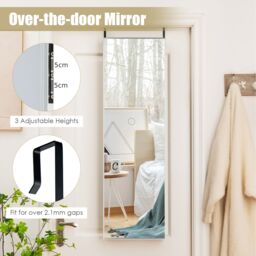 Costway Full-length Over the Door Mirror Hanging & Wall-mounted Dressing Mirror in Silver - thumbnail 5