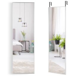 Costway Full-length Over the Door Mirror Hanging & Wall-mounted Dressing Mirror in Silver - thumbnail 1