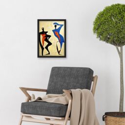 Artery8 Two Figures Dancing Modern Abstract Painting Artwork Framed Wall Art Print A4 in Black - thumbnail 2