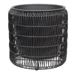 Wyld and Coco Black PE Rattan Plant Pots Set of 2 with Plastic Inserts - thumbnail 5