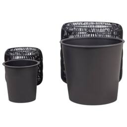 Wyld and Coco Black PE Rattan Plant Pots Set of 2 with Plastic Inserts - thumbnail 4