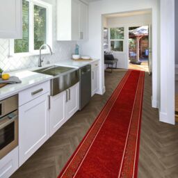 runrug Hallway Carpet Runner Rug - Soft & Comfy, 9mm - 'Tribal' in Red - Size: 70 cm x 420 cm - thumbnail 4